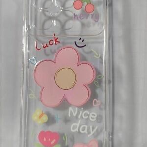 Clear Floral Phone Case with Pink Flower Design
